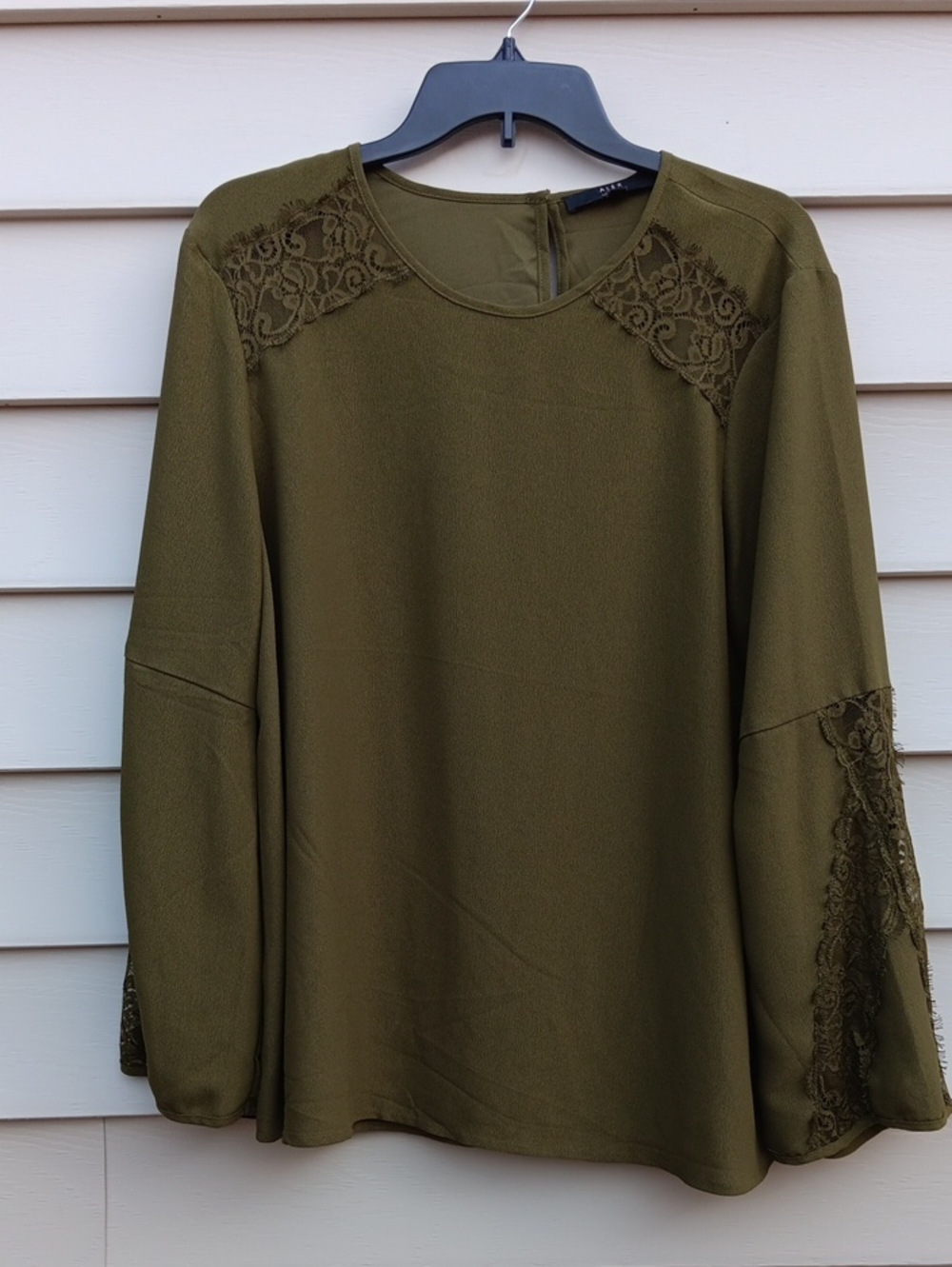 ALEX MARIE Women's Olive Green Long Sleeve Blouse Size Large